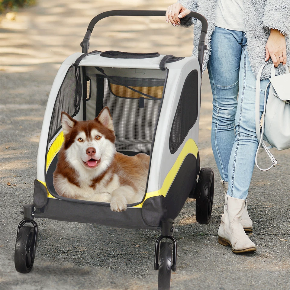Schwerlast Hundebuggy Hundewagen bis 65KG Hundetrolley Hundejogger Große 4 Räder