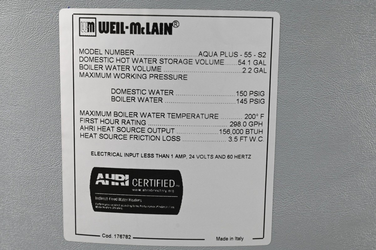 Weil-Mclain AQUA PLUS 55-S2 (633-600-002) Water Heater, 55 gal Capacity,  Gray | eBay