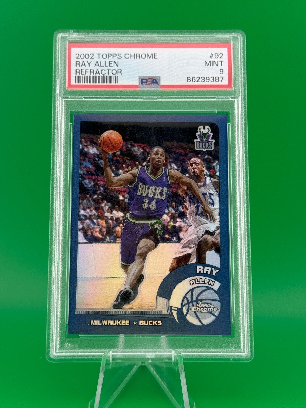 2002 Topps Chrome Basketball #92 Ray Allen Refractor PSA 9 Graded card