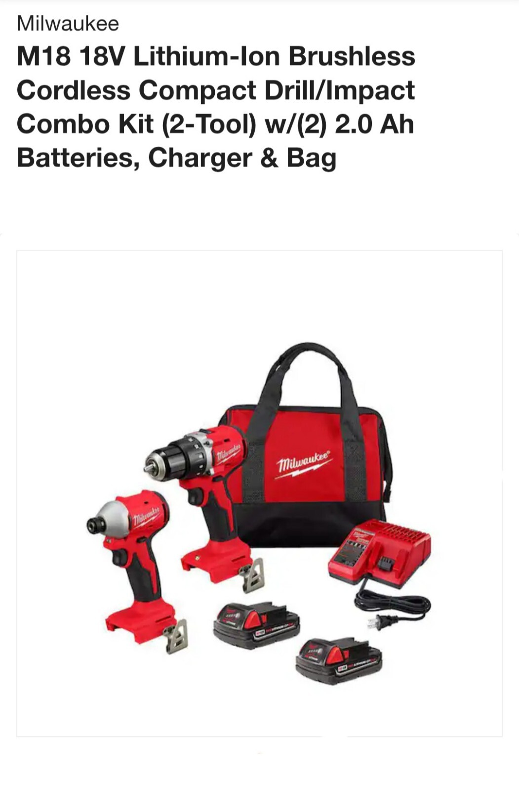 Milwaukee 3692-22CT 18V Compact Brushless 2-Tool Combo Kit