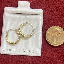 14K Yellow Gold Fancy Baby Hoop Earrings/a1