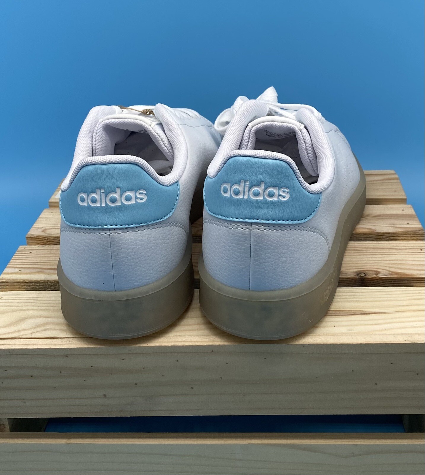 adidas Women's Advantage Tennis Shoes FY9682 White/light blue Size 11