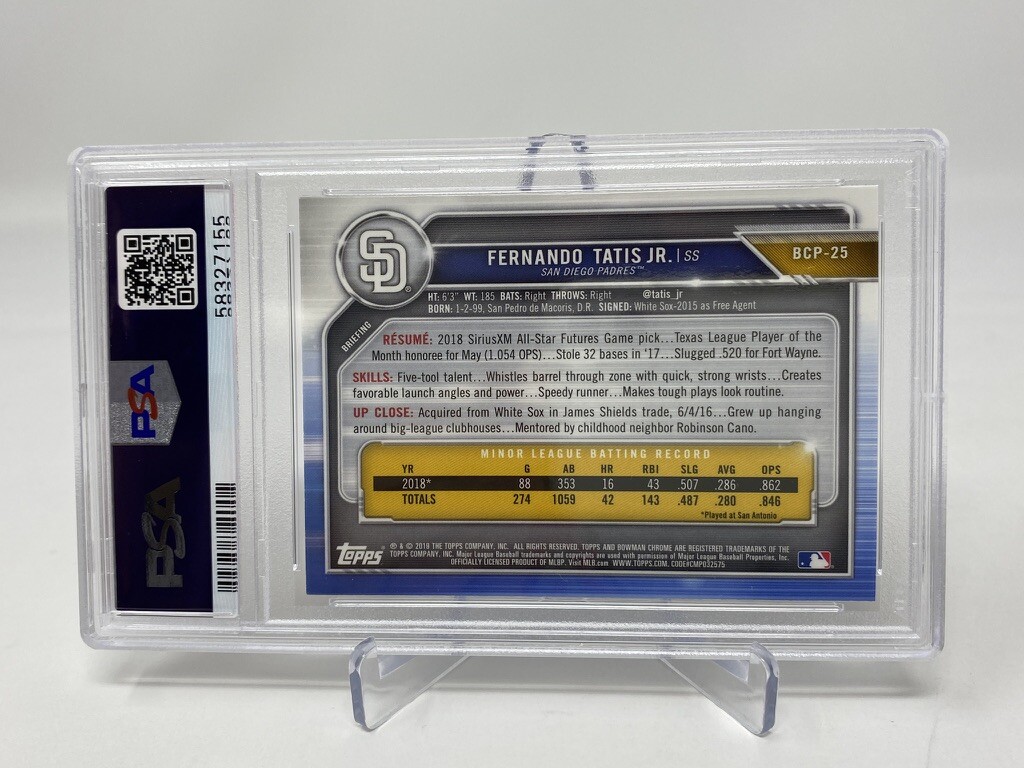 2019 Bowman Chrome #25 Fernando Tatis Jr. Rookie Card - PSA 10 view 11