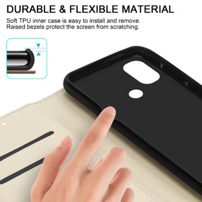 HAOYE Leather Folio Cover per Motorola Moto G22 / Motorola Moto E32, PU