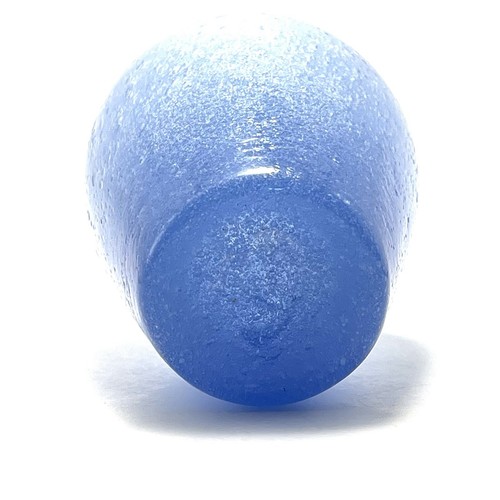 Ryukyu Art Bubble Glass Handblown Vase Periwinkle Sea Blue Okinawa Japan 5” Tall - Picture 8 of 14
