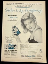 Lustre-Net Hair Spray Vintage Print Ad Featuring Ginger Rogers 1950s Hollywood