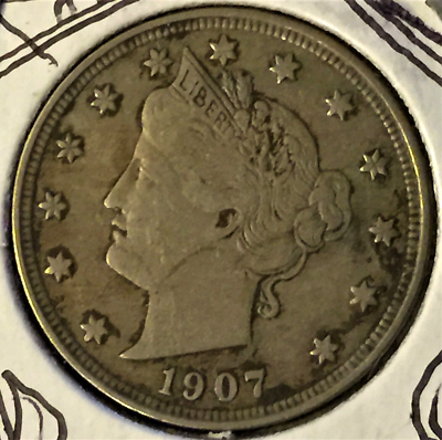 💥 ✭ 1907 5c FIVE CENTS ✭ Liberty V Nickel ✭ (Vf/Xf - CV $25.Oo