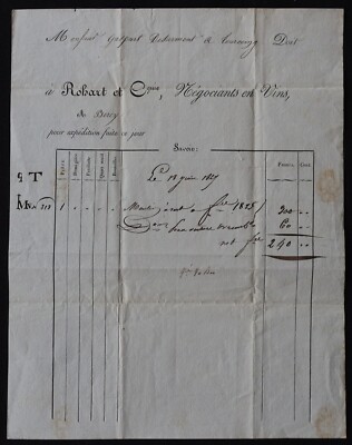 Rechnung PARIS 1827 BOBART Weinhändler Windmühle 1825 illustriert 58