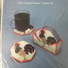 Distlefink Designs Country Rooster Coaster Set 75524 NEW Vintage 1990