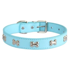 New Fashion Dog Puppies Leather Adjustable Silver Buckle Pet Collar Bone Stud