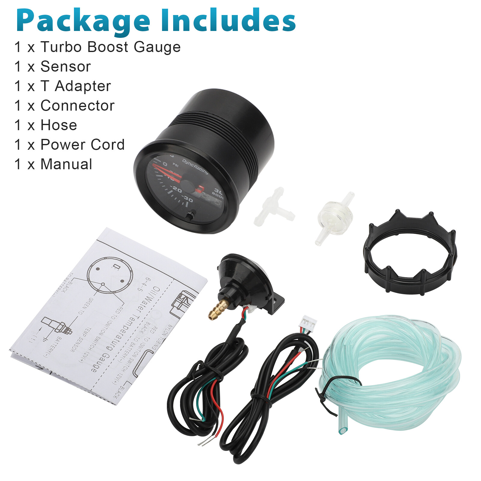 2" 52mm Digital & Pointer 7 Color LED Car Turbo Boost Meter Psi Pressure Gauge