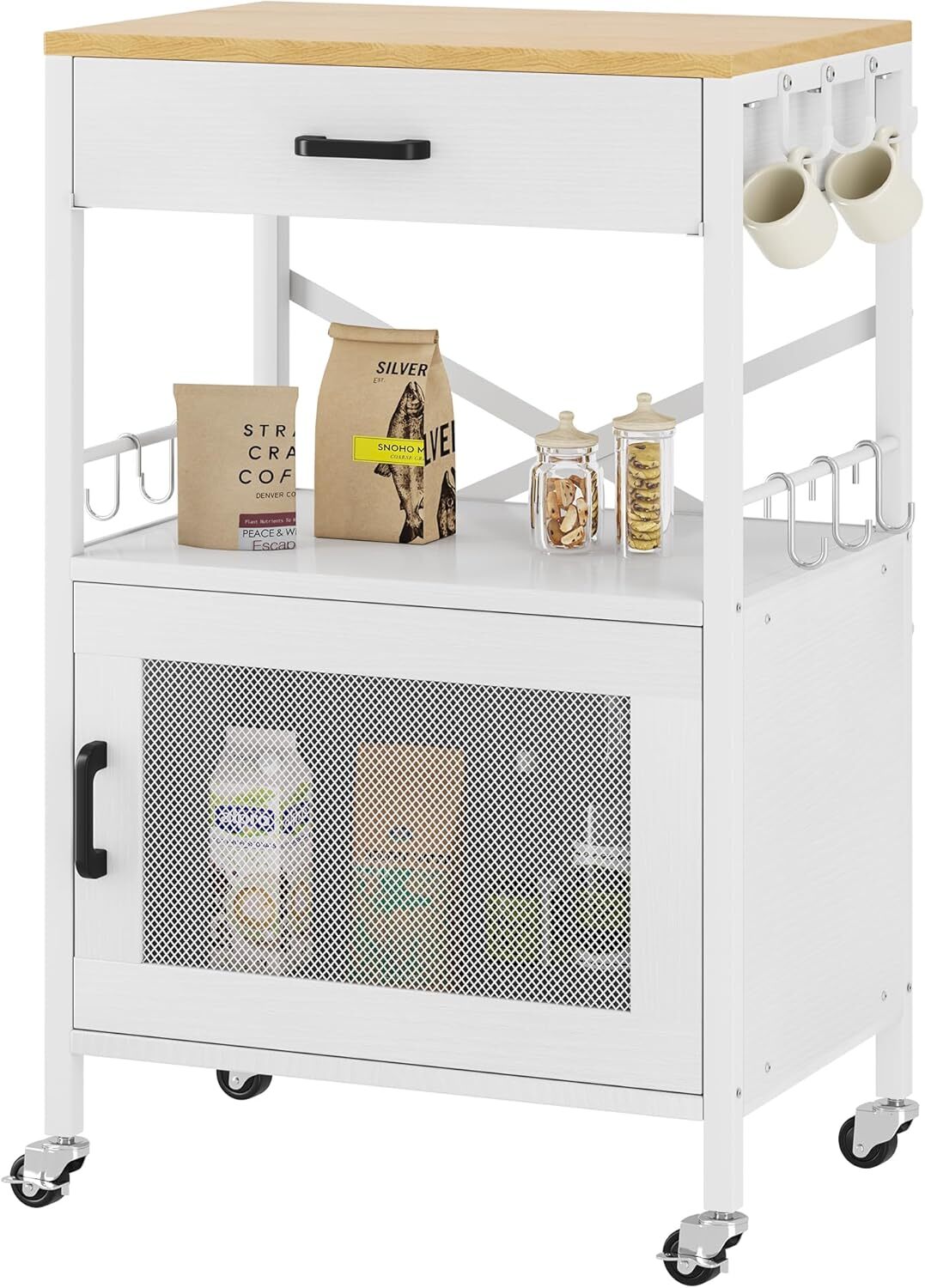 Kitchen Island Cart, Kitchen Storage Cart with Drawer, Microwaves Stand