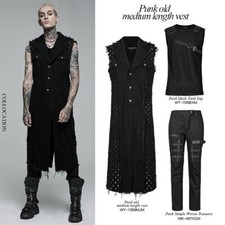 Punk Rave Men's Medium Length Sleeveless Vest Non-elastic Casual Handsome Jacket
