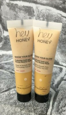 2 Pack Hey HONEY SHOW YOUR GLOW Colloidal Gold & Honey Beauty Mask 15 mL travel
