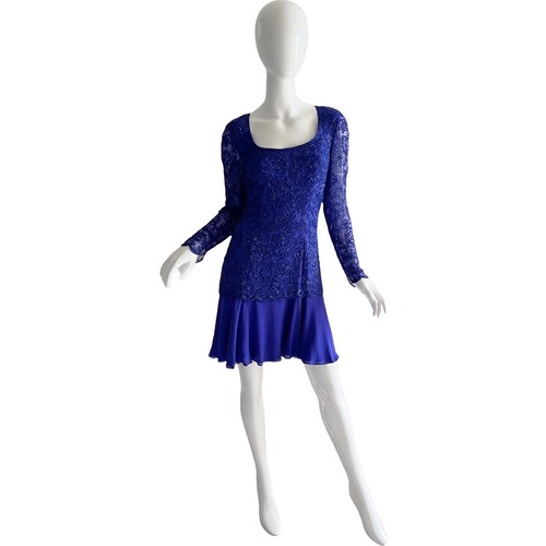 Anthropologie Flat White Dress Women Small Navy Blue Silver Sequin Striped  Party
