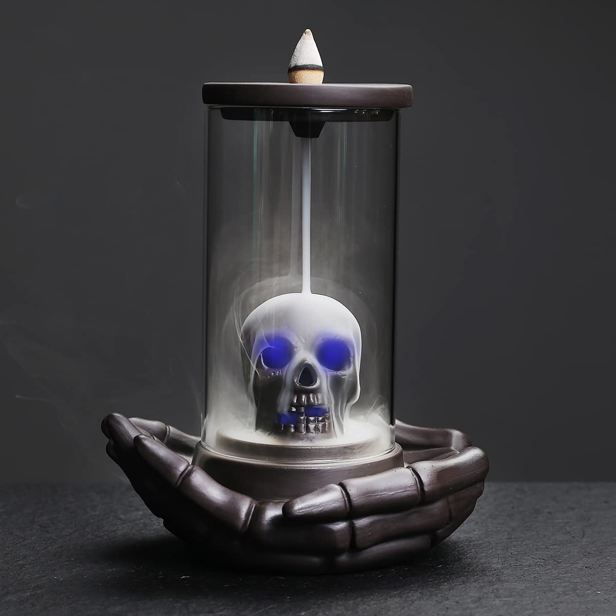 Backflow Waterfall Halloween Skull Incense Burner Holder with 15