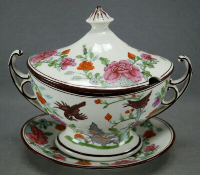 Grainger & Co Worcester Birds & Floral Hybrid Hard Paste Sauce Tureen C. 1810