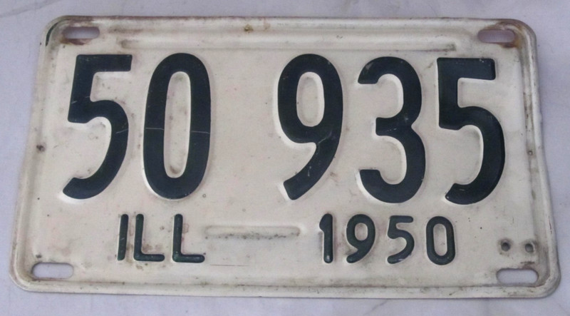 1950 ILLINOIS LICENSE PLATE 50 935 HOT ROD ROCK & ROLL MAN CAVE DAD'S GARAGE