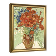 Bronze Gold Framed Wall Art Canvas Prints of Red Poppies and Daisies of Van Gogh