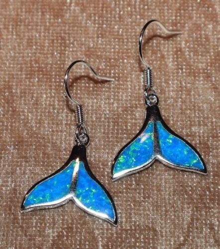 inlaid fire opal earrings pendant gems silver plate jewelry chic Whale Tale - Picture 23 of 29