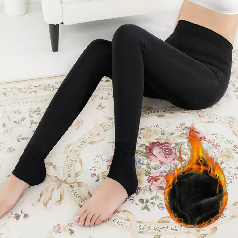 Extra Warm Ladies Legging Thermal Winter Black Thick Fur Fleece