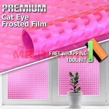 1FTx4FT Pink Cat Eye Frosted Film Glass Home Bathroom Window Security Privacy