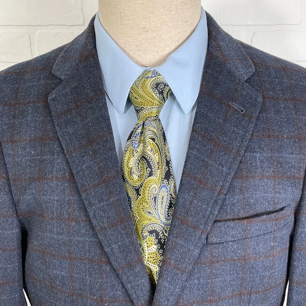 James Tattersall London Blazer Men 40/M Blue Red Windowpane Plaid Wool Jacket