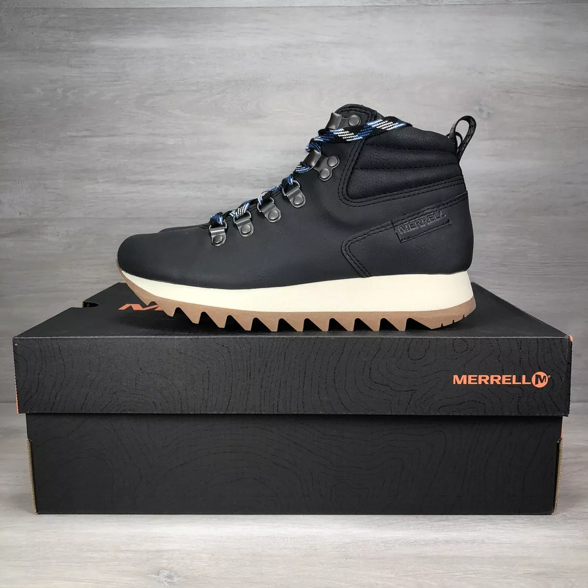 Merrell Alpine Hiker Boots Women s Size 6 Black Vegan Leather Hiking J003594