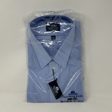 Stafford Long Sleeve Blue Dress Shirt Size 20/37 Wrinkle Free Big And Tall