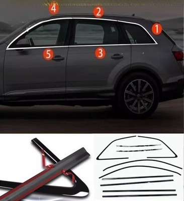 Black Steel Windows Strip Sill Molding Cover Trim Fits For Audi Q7 SQ7 2016-2025