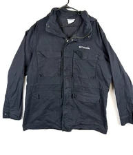 Columbia Work Jacket Mens XL Black Hiking Canvas Zipper Chore Coat Military Golf
