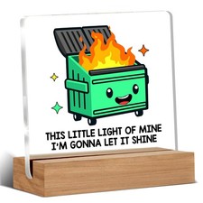 Dumpster Fire Desk Accessories, Funny Dumpster Fire Acrylic Plaque Gifts for Cow