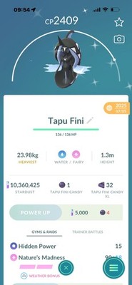 Pokemon Go Legendary Shiny Tapu Fini