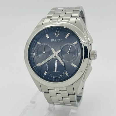 Bulova Curv Men's Chronograph 262khz Sapphire Crystal Steel 45mm Watch 96A186