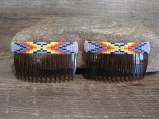 Native American Hand Beaded Hair Comb Set by Cleveland