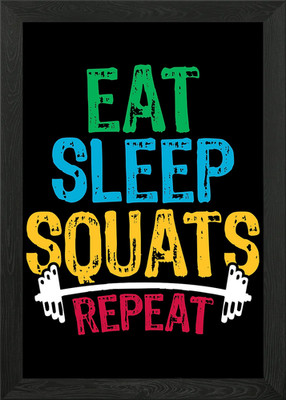Eat Sleep Squats Repeat Framed Wall Art Poster Canvas Print Picture