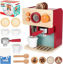 Macchina Da Caffè in Legno per Bambini, Accessori Cucina Giocattolo Legno, Gioca