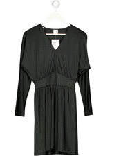 HALSTON HERITAGE Black Slinky V-neck Dress Us2 UK 6
