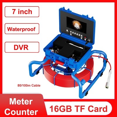 Pipe Inspection Camera HD Drain Sewer Camera 7'' Monitor DVR Meter Counter IP68