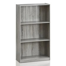 Basic 3-Tier Bookcase Storage Shelves  French Oak Grey