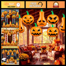 12 Pcs Inflatable Hanging Pumpkin Decorations - 13.78'' Halloween Party Decor
