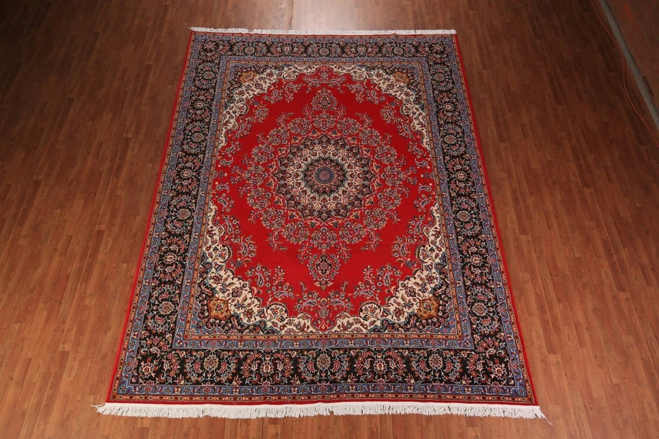 Alfombra Turca Medallón Rojo 10x13 Alfombra Estilo Tradicional para Salón Foto 3 de 4