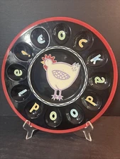 Becky Denny COCKADODDLE! Chicken Rooster 12" Deviled Egg Platter Plate Dish