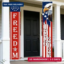 4th of July Decorations Outdoor - 250 Anniversary USA Flag Banners Red White and