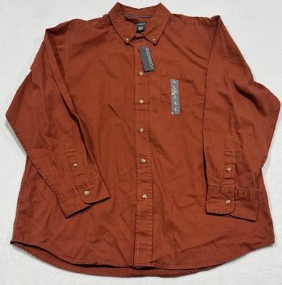 Covington Men's Light Rust Dress Shirt Long Sleeve Button Down Large Heavy Nice
