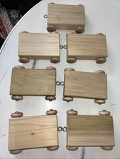 VTG Hand Crafted Wooden 7pc Car Train Set Toy Solid Wood Each Car is 5.75  Lx5  W