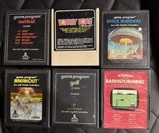 6 Atari 2600 game cartridges Breakout, Barnstorming, Space Invaders, MORE (1)