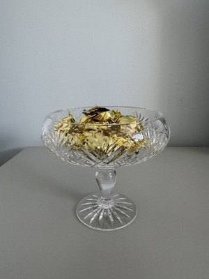 Vintage Bleikristall Glas Standfuß Obstschale Dessertschale mit Fuß Herzstück