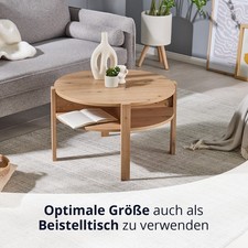 Couchtisch Sofatisch Wohnzimmertisch Rund Ablage Weiß Grau Eiche