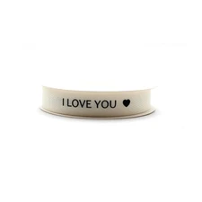 - I LOVE YOU Ribbon with Heart - White Cotton Twill Ribbon I LOVE YOU